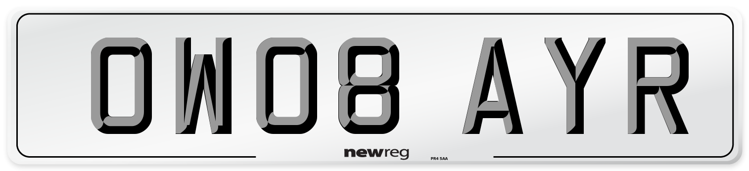 OW08 AYR Number Plate from New Reg